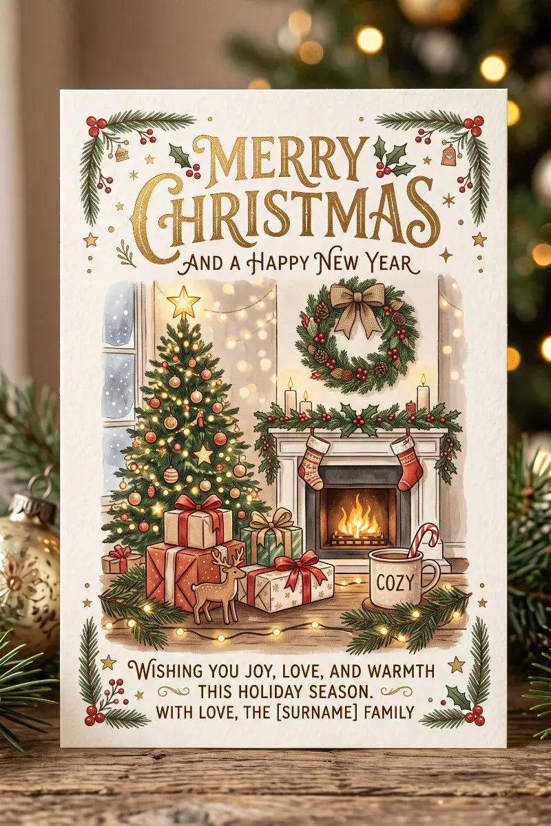 Example custom Christmas card design for Algonquin & Lake in the Hills families
